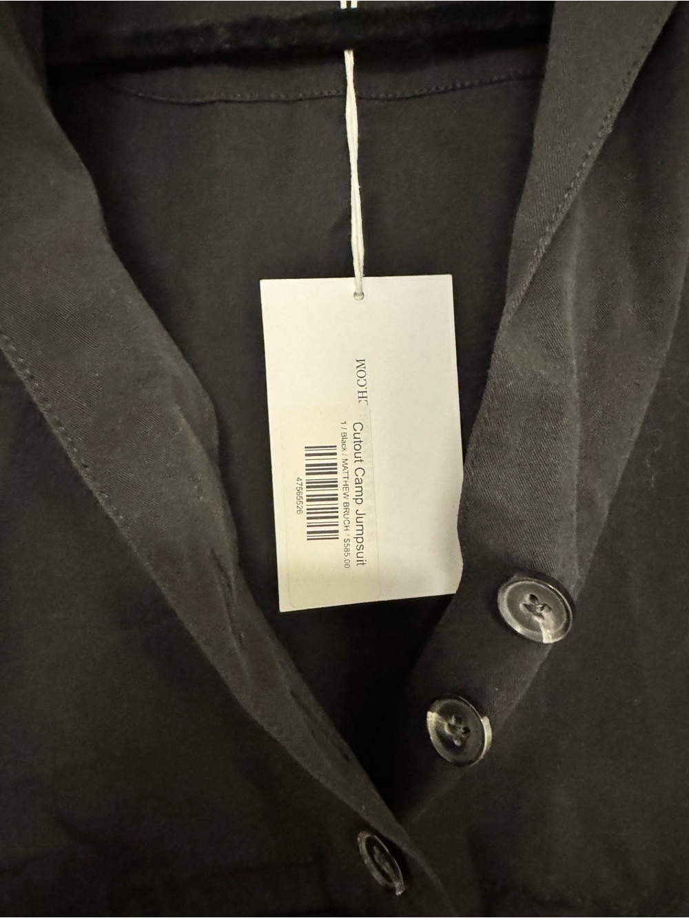NWT-MATTHEW BRUCH CUTOUT CAMP JUMPSUIT-BLACK SIZE XS (1) -RETAILS $585 - Picture 5 of 7